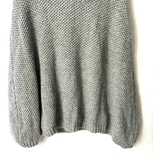 Soft Surroundings Waffle Knit Turtleneck Wool Blend Poncho Gray Missy One Size - Picture 7 of 14